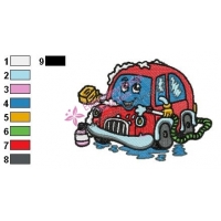 Car washing Embroidery Design